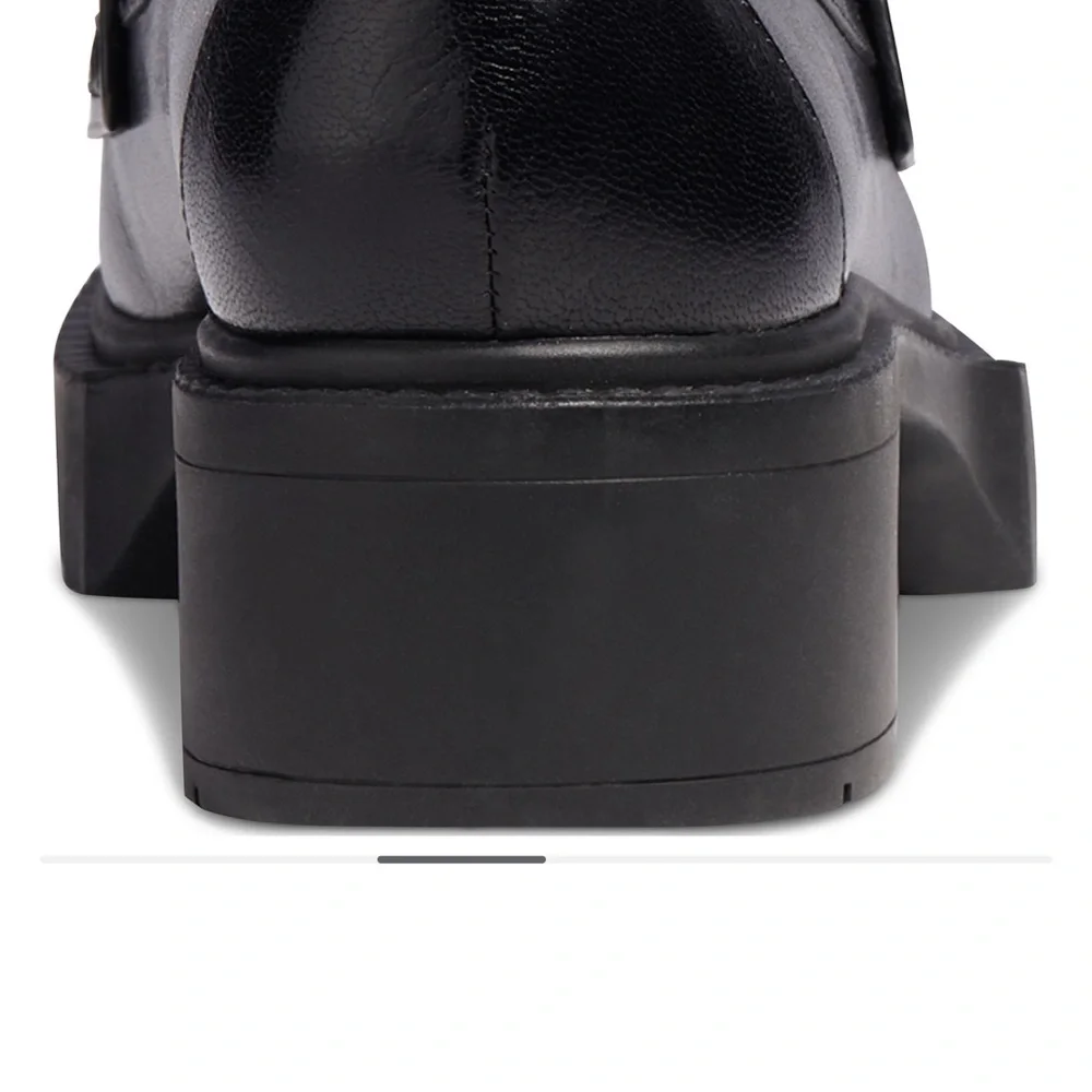 Coach Black Leather Lug Sole Penny Loafers